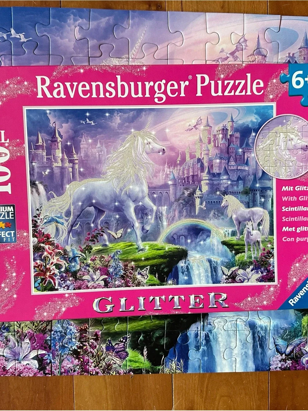 Ravensburger Glitter Puzzle Collection - Pink & Blue Scenes - 100-piece puzzles